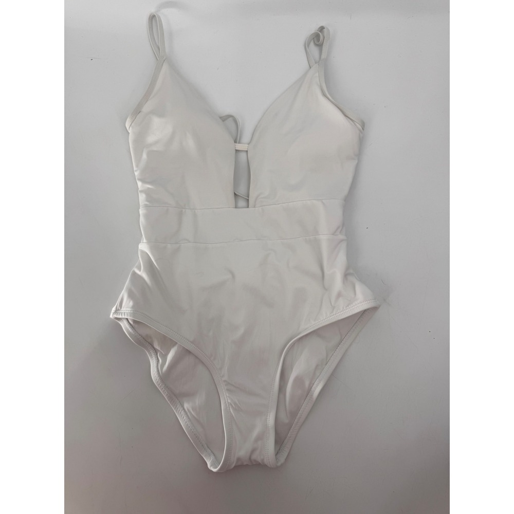 BECCA One Piece Swimsuit Women S White Cutout Strappy Back